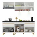 Ver imagem 6 de Armário de Cozinha Compacta 190cm com Leds Veneza Up Multimóveis V2030 Branco/dourado