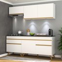 Ver imagem 3 de Armário de Cozinha Compacta 190cm com Leds Veneza Up Multimóveis V2030 Branco/dourado