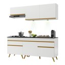Ver imagem 1 de Armário de Cozinha Compacta 190cm com Leds Veneza Up Multimóveis V2030 Branco/dourado