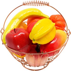 Kit Fruteira Redonda com Frutas Artificial 12pçs em Isopor