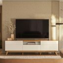 Ver imagem 3 de Rack Bancada Diadema para TV até 75 Polegadas 200cm MDP MDF Off White Loja Doce Lar