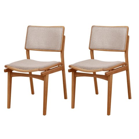 Conjunto com 2 Cadeiras em Madeira Eloá Cinza/Brisa/Imbuia Marrom