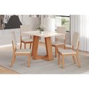 Ver imagem 1 de Conjunto: Mesa Sala Jantar Lins c/ Tampo Madeirado 120x80cm e 4 Cadeiras Milla Nature/Off White -