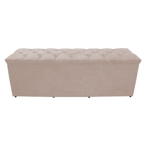 Calçadeira Baú Paris Casal 140 Cm Botão Strass Suede Porcelana do Lar Móveis