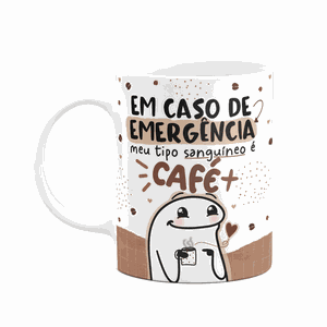 Caneca Divertida Flork - Tipo Sanguíneo, Café! Branca