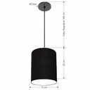 Ver imagem 2 de Lustre Luminária Pendente Vivare Free Lux Pe-4103pr Cúpula em Tecido 15x20cm Preta Canopla Preta e