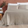 Kit Cobre Leito Colcha Bouclê King Laise Bordada Micropercal 200 Fios 3 Peças - Bege Taupe - 3