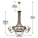Ver imagem 2 de Lustre Grande Dourado com 12 Bocais para Sala de Jantar Grande