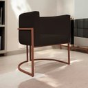 Ver imagem 2 de Poltrona Decorativa para Sala Recepção Luna Tecido Sintético Cores Base de Ferro Bronze