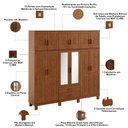 Ver imagem 5 de Guarda Roupa Casal com Espelho 12 Portas Aplique 2 Gavetas Madeira Maciça Lorie F06 Castanho - Lyam