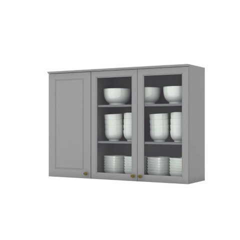 Armário Aéreo 120cm com Vidro 3 Portas Emily Henn