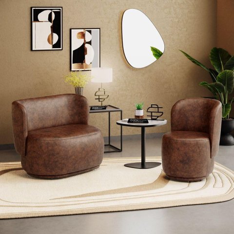 Poltrona e Namoradeira Orgânica Molly Couríssimo Whisky - Desk Design Cor Whisky