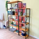 Ver imagem 2 de Estante Style de Ferro e Madeira Dual 5 e 6 Prateleiras Industrial Nozes e Preto