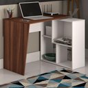 Ver imagem 2 de Mesa Escrivaninha em L Versatil 4 Nichos 124x74 cm Ipe Branco Artany