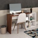 Ver imagem 7 de Mesa Escrivaninha em L Versatil 4 Nichos 124x74 cm Ipe Branco Artany