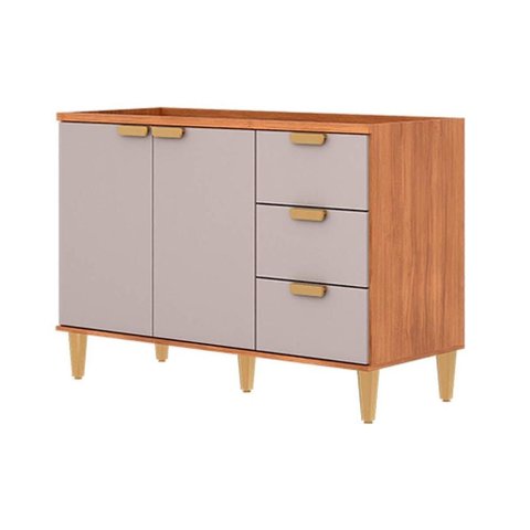 Balcão Cozinha Elena 2 Ptas 3GAVS s/Tampo 120cm Cin/Off MGM