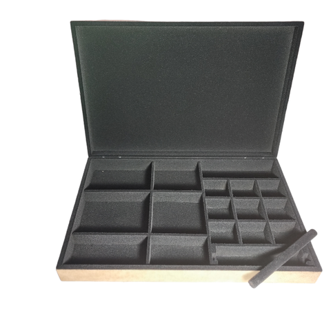 Porta Joia e Biju 16 Divisões e Aneleira Flocado em Preto Josely Flocados