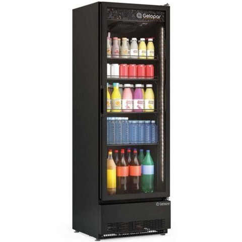 Expositor Refrigerado Vertical Gelopar GRV45CB 440L 1 Porta Preto 110V