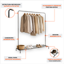 Ver imagem 5 de Cabideiro Arara de Roupas Metal Preto Closet Organizador de Chão Lavanderia Quarto Funcional de Casa