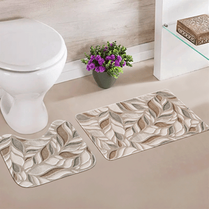 Jogo de Tapetes para Banheiro 2 Peças Folhas Classic Único