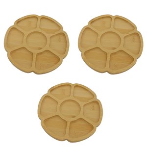 Kit 3 Petisqueiras Flor Bambu 25cm Class Home
