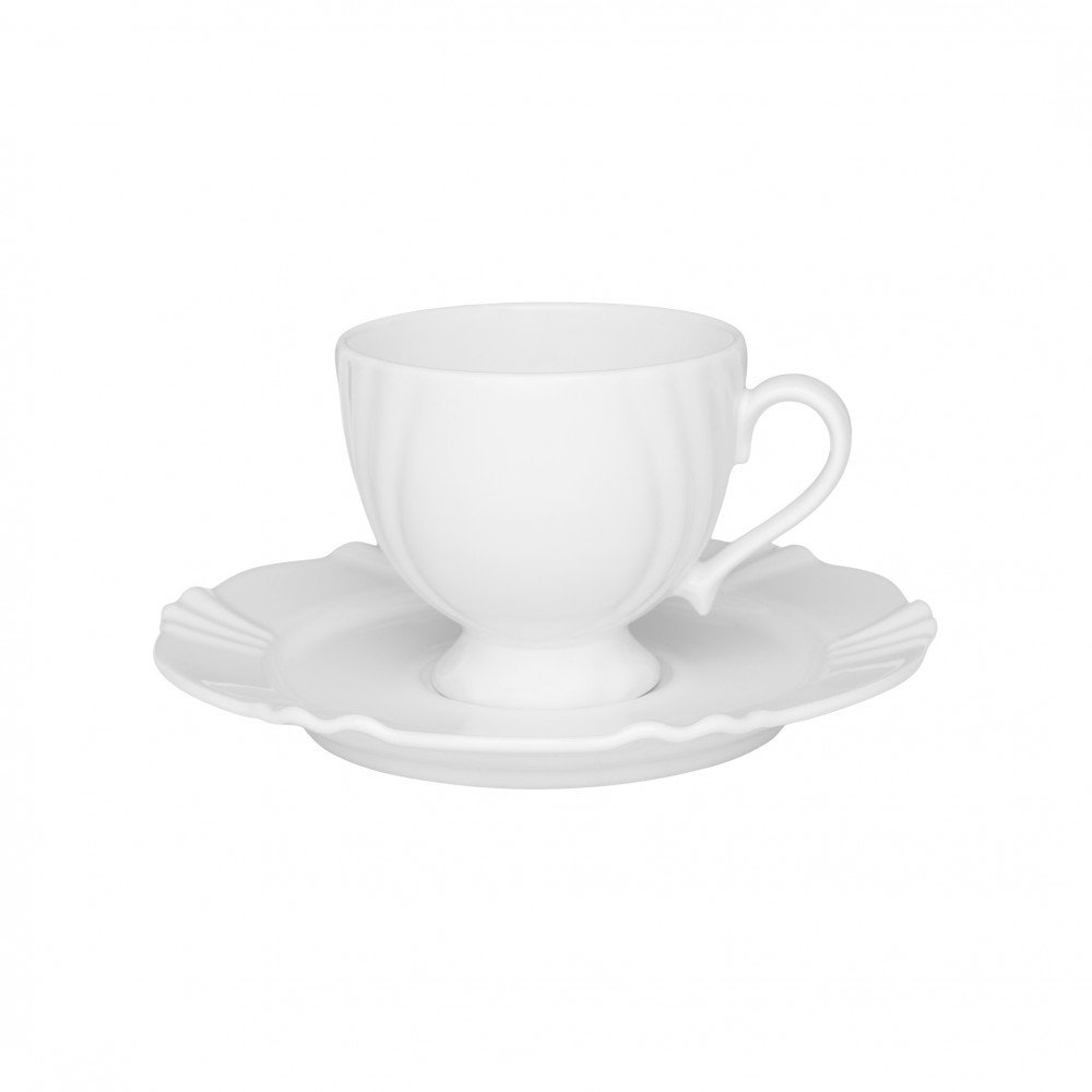 Conjunto de 6 Xícaras Grandes 200ml com Pires Soleil White - Oxford - 1