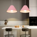 Ver imagem 2 de Lustre Pendente Cone Vivare Md-4078 Cúpula em Tecido 25/40x15cm - Bivolt Rosa-bebê 127/220v
