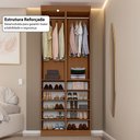 Ver imagem 7 de Closet Casal Andorra 10 Prateleiras 2 Cabideiros Freijó/Branco - Pnr Móveis