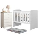 Ver imagem 1 de Berço Americano Carinho com Gaveteiro Soft Branco Acetinado Colchão Americano Sleep - Tigus