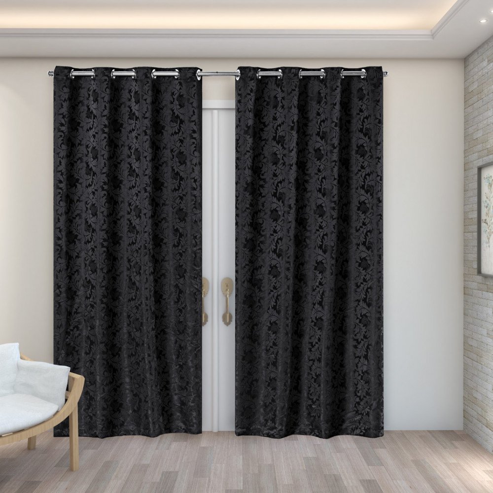 Cortina Jacquard Royal 2,80 M X 2,30 M - Preto - 2