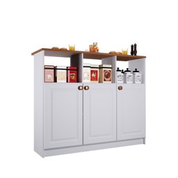 Mesa Bancada Balcão Ilha para Cozinha com 3 Portas e Nichos Divisor de Ambiente Veneza - 4