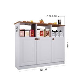 Mesa Bancada Balcão Ilha para Cozinha com 3 Portas e Nichos Divisor de Ambiente Veneza - 3