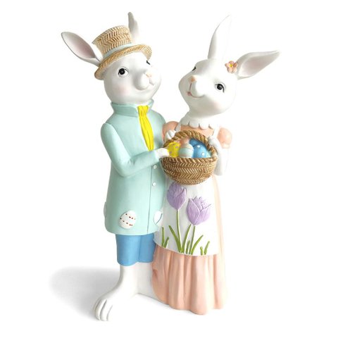 Casal de Coelhos Agnes e Gerard Decorativo 30x20cm