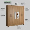Ver imagem 5 de Guarda Roupa Casal 6 Portas com Espelho e 3 Gavetas York - Amêndola Touch