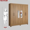Ver imagem 4 de Guarda Roupa Casal 6 Portas com Espelho e 3 Gavetas York - Amêndola Touch