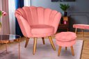 Ver imagem 2 de Kit Poltrona Poltrona Moderna Girassol Com Puff Veludo Rosa