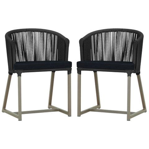 2 Cadeiras de Jantar Área Noronha em Alumínio com Pintura Fendi Corda Náutica E12 Trama Original