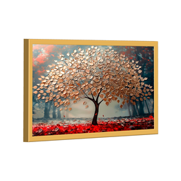 Quadro Decorativo Árvore Dourada com Lindas Folhas - 3
