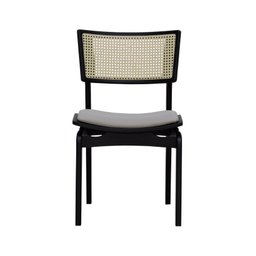 Cadeira Apollo Madeira Maciça Encosto Telinha Assento Anatômico - Preto Estofado Linho Bege - 4