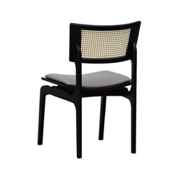 Cadeira Apollo Madeira Maciça Encosto Telinha Assento Anatômico - Preto Estofado Linho Bege - 3