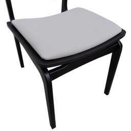 Cadeira Apollo Madeira Maciça Encosto Telinha Assento Anatômico - Preto Estofado Linho Bege - 7