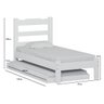 Cama Solteiro com Auxiliar Madeira Macica Esmeralda Branca - 2