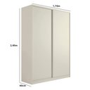 Ver imagem 2 de Guarda Roupa Solteiro 174cm com 2 Portas de Correr 100% Mdf Cor:luna