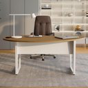 Ver imagem 3 de Mesa para Escritório Mesa Linear Orgânica sem Gavetas MDP 175cm Macadâmia com Branco