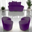 Ver imagem 1 de Kit Namoradeira + 2 Poltronas Yara Orgânica Veludo Roxo