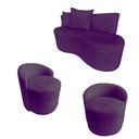 Ver imagem 2 de Kit Namoradeira + 2 Poltronas Yara Orgânica Veludo Roxo