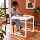 Ver imagem 5 de Mesa de Jantar Reforçada Industrial 70x50cm Tampo Branco Pés Branco
