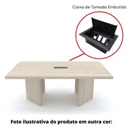 Mesa de Reunião com Caixa de Tomada 200 x 90 cm Pé Tubular PE40 em MDP Noce Naturalle Base Preta - 3