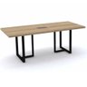 Mesa de Reunião com Caixa de Tomada 200 x 90 cm Pé Tubular PE40 em MDP Noce Naturalle Base Preta - 1