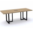 Ver imagem 1 de Mesa de Reunião com Caixa de Tomada 200 x 90 cm Pé Tubular PE40 em MDP Noce Naturalle Base Preta
